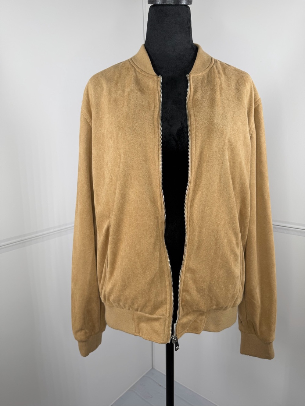 Men's Forever 21 Tan Faux Suede Bomber Jacket Size Small